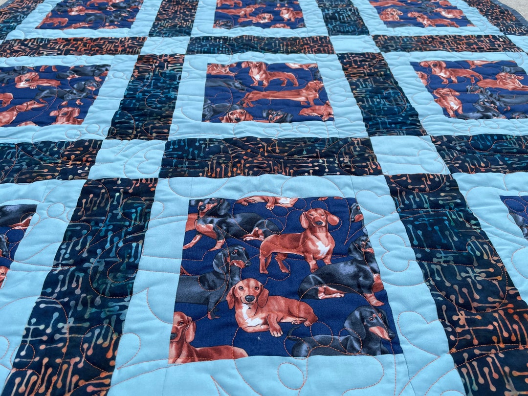 Dachshund Quilt Doxie Quilt Dog Themed Blanket Handmade Dog Quilt Etsy