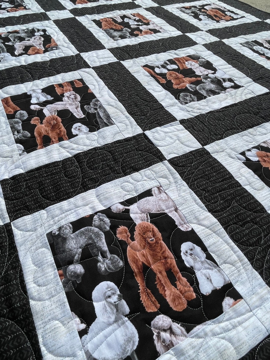 Poodle Quilt Handmade Dog Themed Blanket Handmade Dog Etsy
