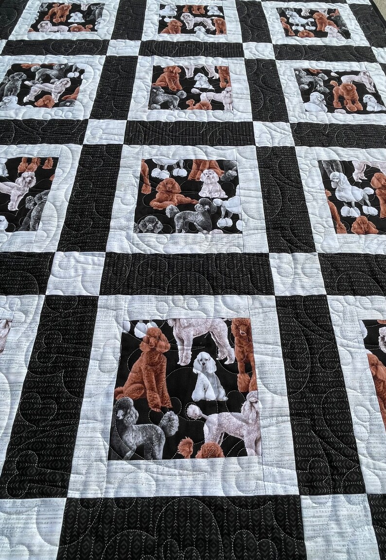 Poodle Quilt Handmade Dog Themed Blanket Handmade Dog Etsy