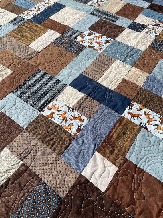 Western Horse-themed Handmade Lap Quilt