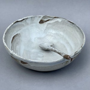 Handmade Serving Bowl, Pottery  Bowl with Spoon, Ceramic Salad Bowl, Fruit Platter, Serving Platter, Pasta Bowl, Unique Holiday Dinnerware