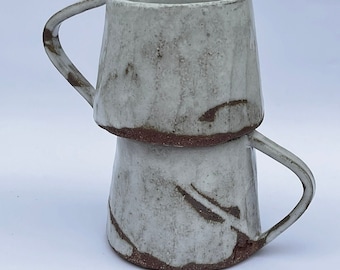 Taza rústica de cerámica hecha a mano, artículos para beber hechos a mano, regalo para un nuevo hogar, taza con platillo, taza de gres, taza para café con leche, juego de tazas rústicas, taza de granja