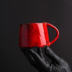 Handmade Ceramic Mug, Handmade Pottery Mug, Coffee Mug Pottery, Modern Mug, Unique Design Mug, Cappuccino Cup, Coffee Mug, New Home Gift Chilli Red