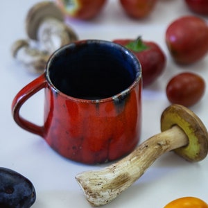 Red Coffee Mug, Handmade Ceramic Mug, Unique Mug Set, Pottery Tea Mug, Handmade Ceramics Cup, Handmade Stoneware Mug, Clay Pottery Mug