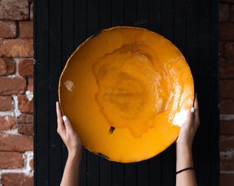 Serving platter 15", Orange Platter, Terrazzo platter, Extra large platter, Serving Dish Handmade serving platter, Serving bowl, Fruit bowl