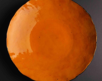 Plato de cerámica hecho a mano, fuente de cerámica, vajilla decorativa, plato rústico, decoración de cocina de gres, regalo de inauguración de la casa