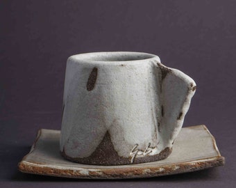Ceramic Cup Espresso Mug, Coffee Mug Set, Mug and Saucer Pottery, Handmade Unique Pottery Cup, House Moving Present, Mother’s Day Gift