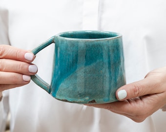 Blue Ceramic Mug, Rustic Mugs, Coffee Mug, Pottery mug handmade cute, Ceramic Mug, Large Coffee Mug, Drinkware Barware, Tea Mug, Home gifts