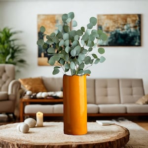 Tall Minimalist Flower Vase, Modern Ceramic Cylindrical Vase, Home Decor, Accent Piece, Housewarming Gift, Handmade Flower Pots, Boho Vase