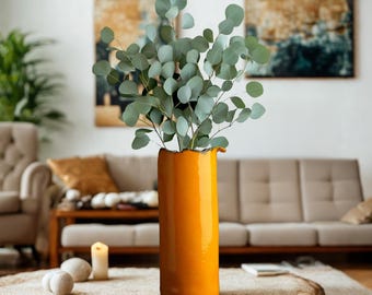 Vaso alto in ceramica fatto a mano: arredamento minimalista per la casa, vaso cilindrico per fiori