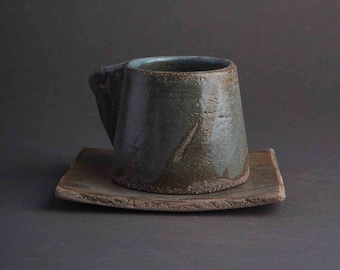 Ceramic Espresso Cup, Handmade Cup and Saucer, Small Pottery Cup, Pottery Handmade, Gift For Coffee Lovers, Bridal Shower Gift