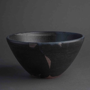 Rustic Pottery Breakfast Bowl Dark Black, Handmade Ceramic Bowl, Ceramic Salad Bowl, Breakfast Bowl, Pottery Tableware, Modern Kitchen Decor