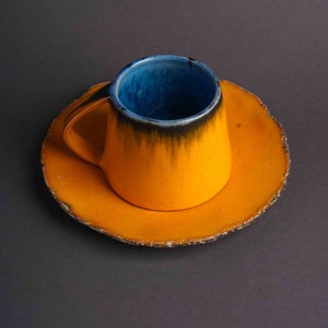 Keramische koffiekop met handvat, handgemaakte keramische aardewerkmok, espressokopjes set, handgemaakte keramische kopjes, kerstcadeau, koffiecadeauset