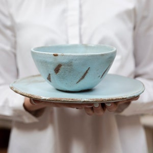 Soup Bowl Handmade Pottery, Dinner Plates Set, Serving Plates, Stoneware Bowl, Rustic Ceramic Plate Bowl, Kitchen Decor Gifts, Hostess Gifts