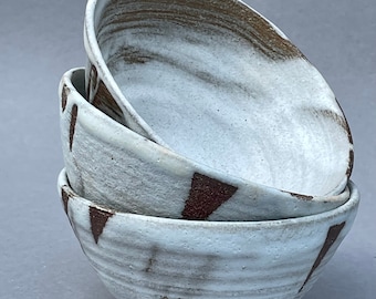 Wabi Sabi Serving Bowls, Handmade Ceramic Bowl Set, Rustic Pottery Bowls, Stoneware Salad Bowls, Minimalist Clay Kitchenware, Ramen Bowls
