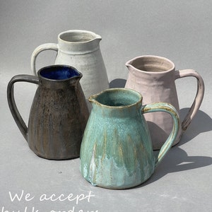Handmade Ceramic Pitcher, Rustic Pottery Jug with Handle, Farmhouse Water Jug, Artisan Ceramic Pitcher, Juice Pitcher, Wine Pottery Jug