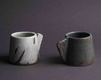 Ensemble de tasses à cappuccino en grès, Ensemble couple de tasses à café en céramique, Tasse à café en poterie faite main, Petites tasses à expresso avec soucoupes, Ensemble de tasses rustiques