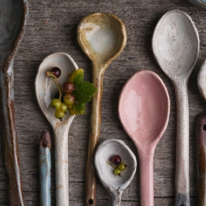 Rustic Pottery Spoon, Handmade Ceramic Spoons, Small Spoons, Cofee Spoons, Vintage Stoneware, Multicolored Spoons, Coffee stirring spoon