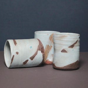 Pottery Drinkware Set, Stoneware Ceramic Tumblers, Coffee Cups Set, Rustic Glass, Water Glass 15oz, Cappuccino Cup, Handmade Pottery