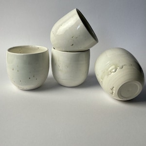 Handmade White Ceramic Tumblers, Minimalist Wabi-Sabi Cups, Rustic Pottery Tea Cups, Handleless Coffee Mugs, Modern Ceramic Drinkware Set