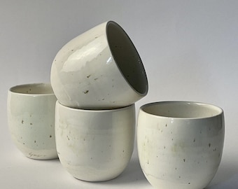 Handmade Ceramic Cups, White Pottery Mugs, Japandi Kitchen Decor, Wabi Sabi, Speckled Clay Tumblers, Coffee Lover Gifts, Tea Cups