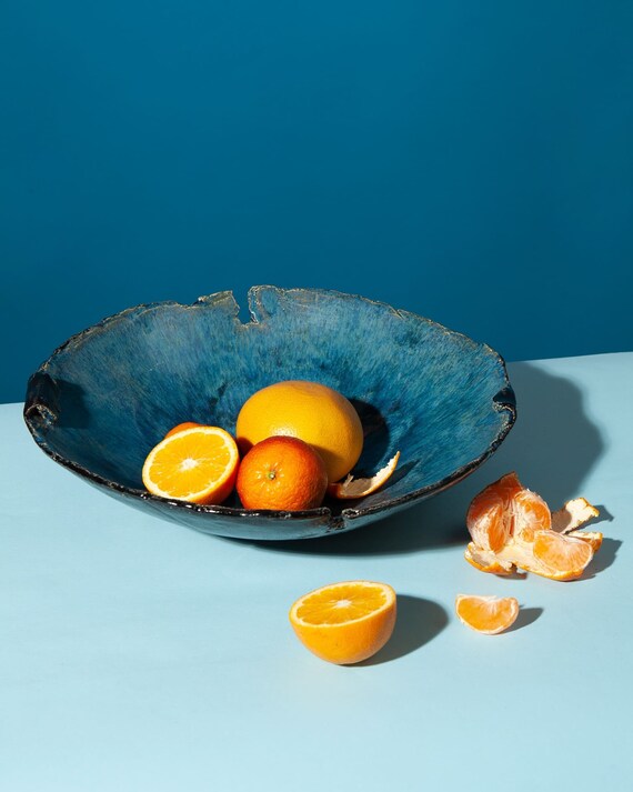 Large Blue Platter 15 Red Decorative Platter Serving Etsy