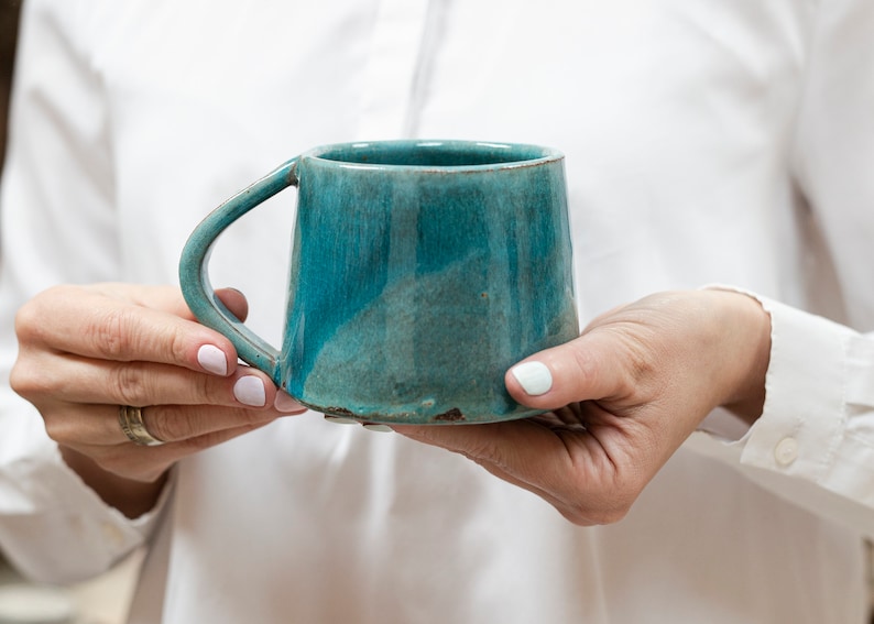 Ceramic Pottery Mug, Handmade Pottery Mug, Large Cup, Coffee Mug, Tea Mug, Coffee Cup, Glazed Mug, Modern Mug, Colorful Mug, Christmas Gift image 4