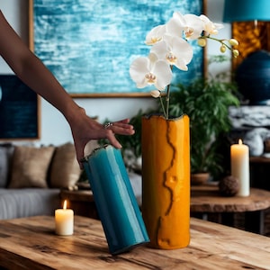 Große Keramikvase, Boho-Stil Keramikblumenvase, handgemachte kleine und große Vase, minimalistisches Dekor, Housewarminggeschenk, Regaldekorobjekte
