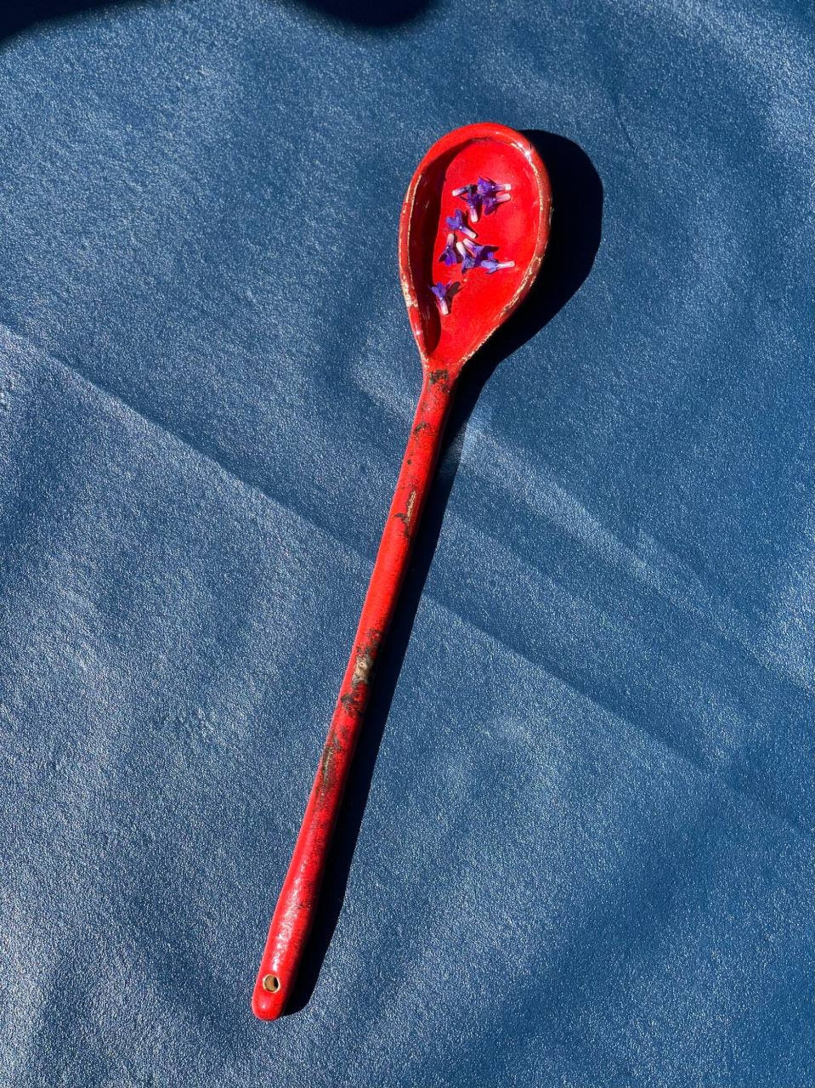 Red kitchen decor Ceramic spoons Tea spoon Serving spoon Etsy