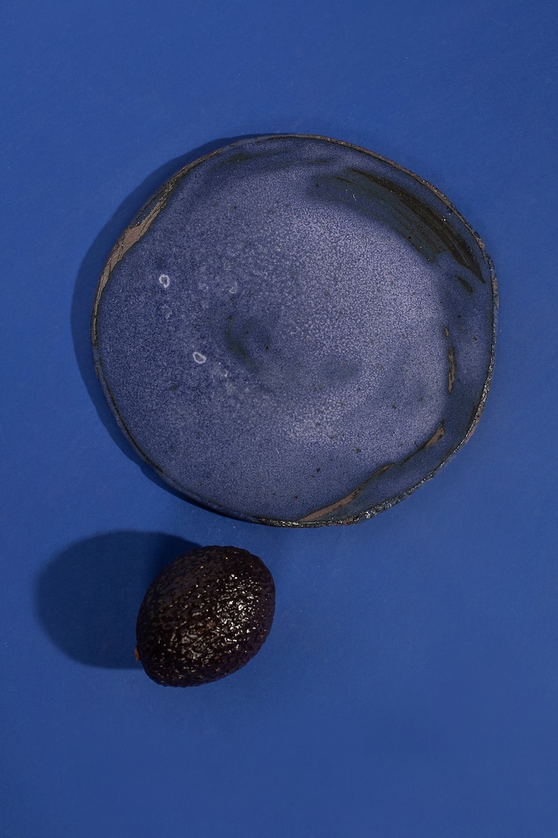 Platos de barro, platos de cerámica hechos a mano, platos de gres, vajilla de cerámica, platos rústicos, vajilla de restaurante, regalo de Navidad Navy Blue