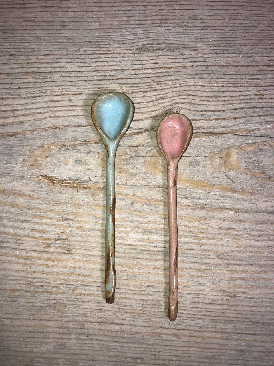 Rustic Plastic Spoon Handmade Ceramic Spoons, Rustic Pottery Spoons, Small Spoons, Cofee ...