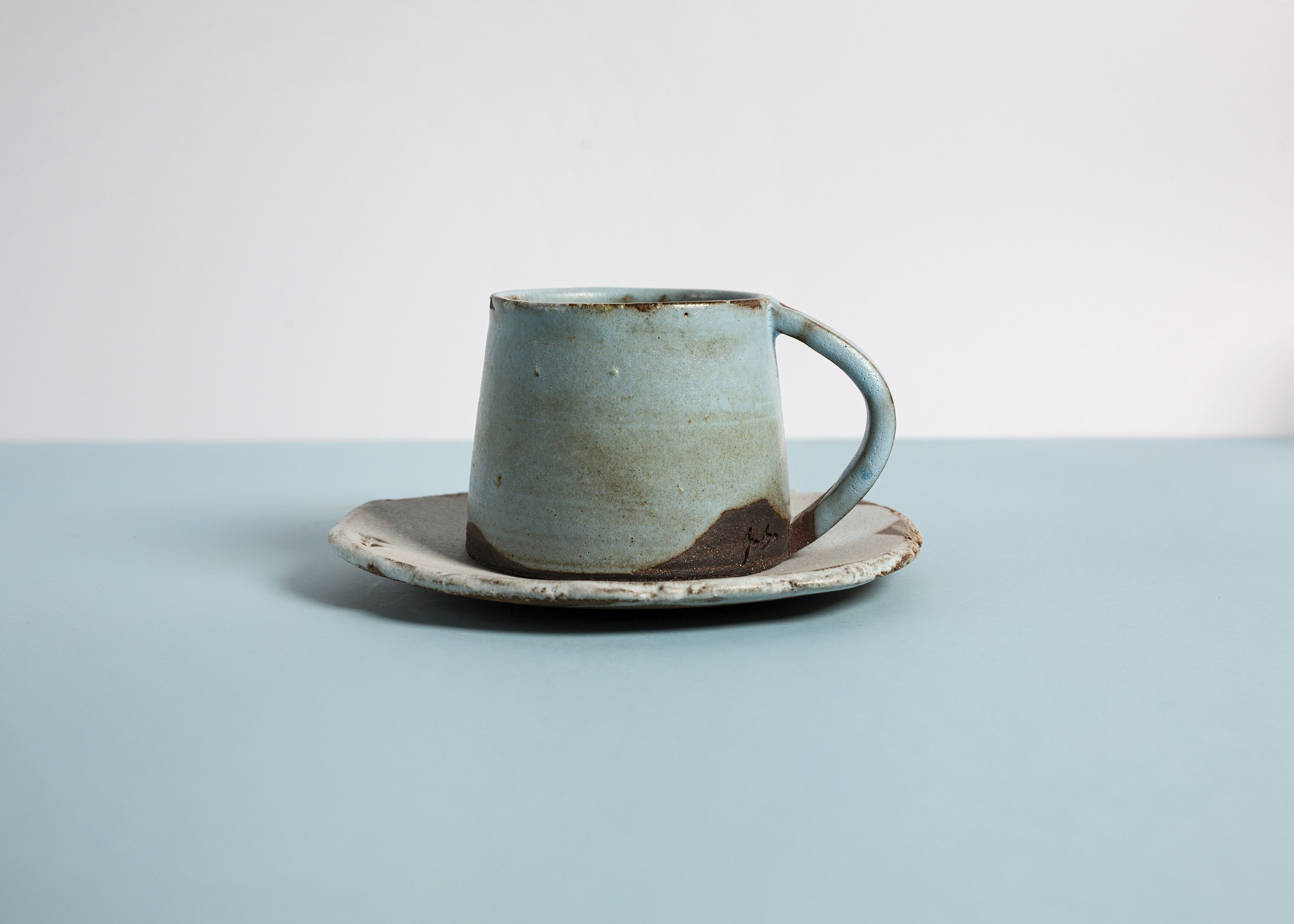 Ceramic Rustic Mugs Set of 3, Navy Blue Coffee Mugs, Pottery Mugs Set ...