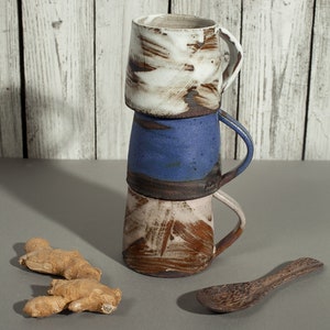 Rustic Handmade Mugs, Stoneware Mug with Saucer, Light Blue Ceramic Mug, Large Tea Mug, Coffee Mug Pottery, House Warming Gift, Hostess Gift