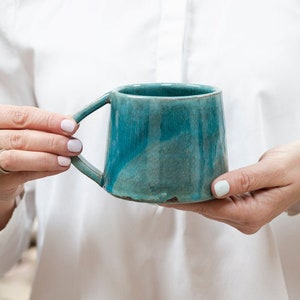 Ceramic Mug Handmade Pottery, 10oz Tea Cup, Rustic Coffee Mug, Stoneware Drinkware, Vintage Mug, 300ml Large Mug, Ceramic drinking mug image 5