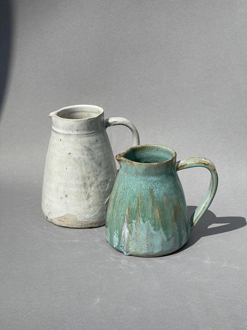 Handmade Ceramic Pitcher, Rustic Pottery Jug With Handle, Farmhouse ...