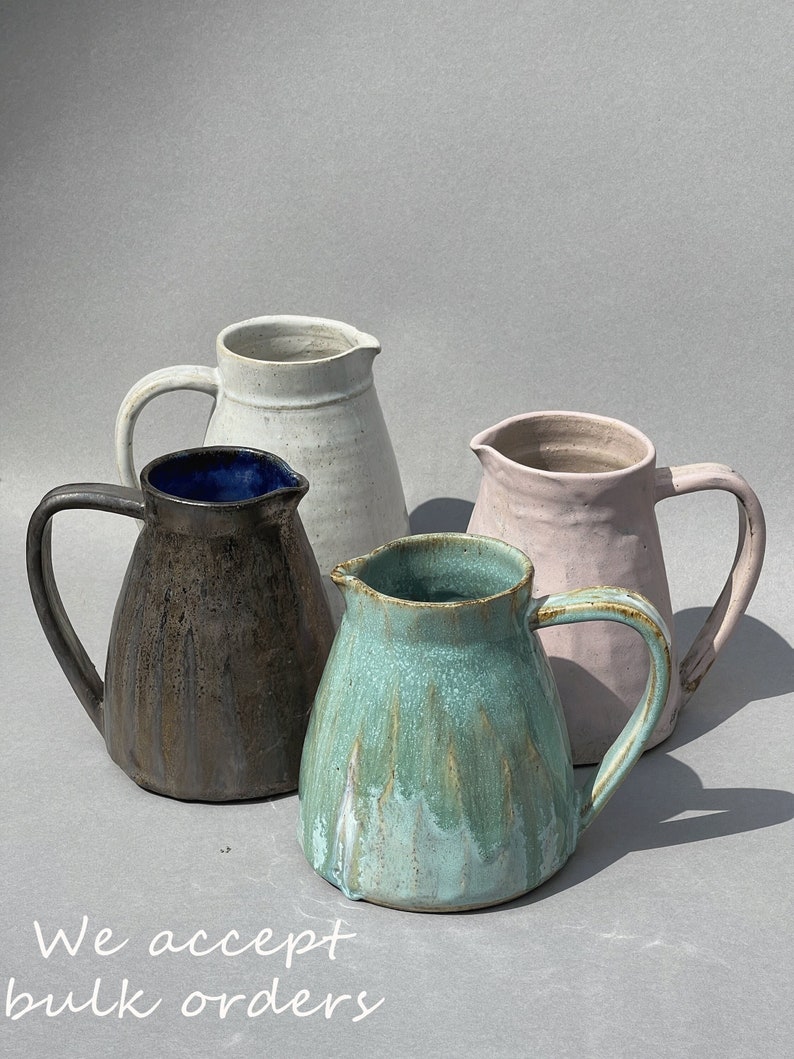 Handmade Ceramic Pitcher, Rustic Pottery Jug With Handle, Farmhouse ...