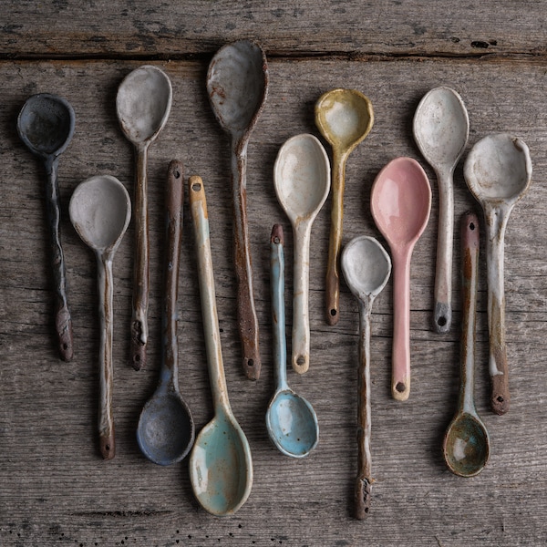 Handmaded Ceramic Spoon, Aesthetic Floral Spoon, Handmade Ceramic Spoon, Hand Painted Spoon, Stoneware Spoon, Pottery Spoon