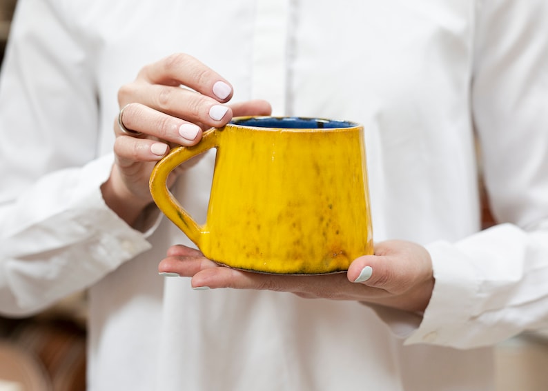 Ceramic Pottery Mug, Handmade Pottery Mug, Large Cup, Coffee Mug, Tea Mug, Coffee Cup, Glazed Mug, Modern Mug, Colorful Mug, Christmas Gift image 6