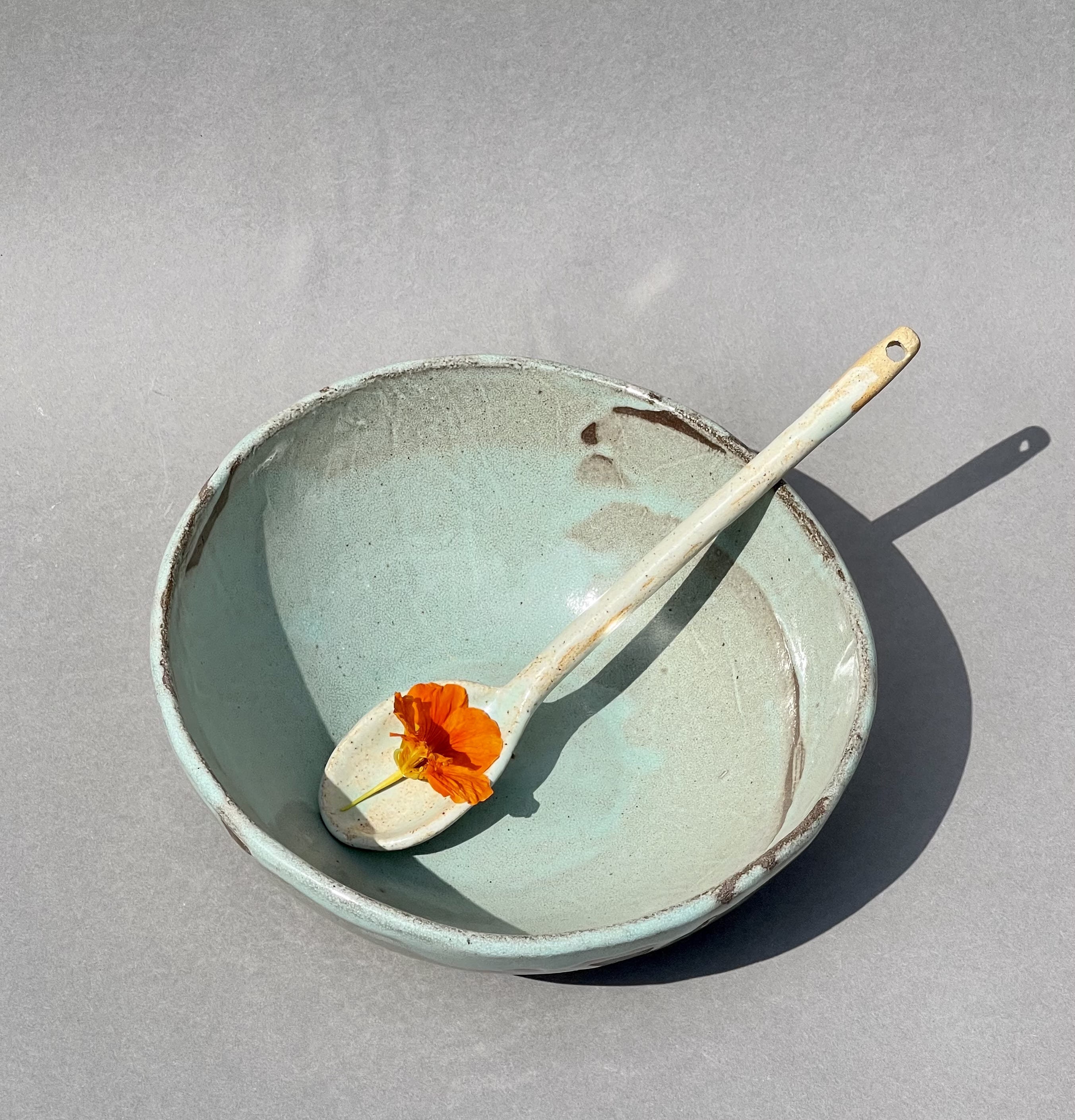 Bol De Service En Céramique Avec Cuillère Assortie, Poterie Faite Main, Plat À Soupe Style Japonais, Grès Rustique, Ensemble Wabi Sabi, Table Cuisine