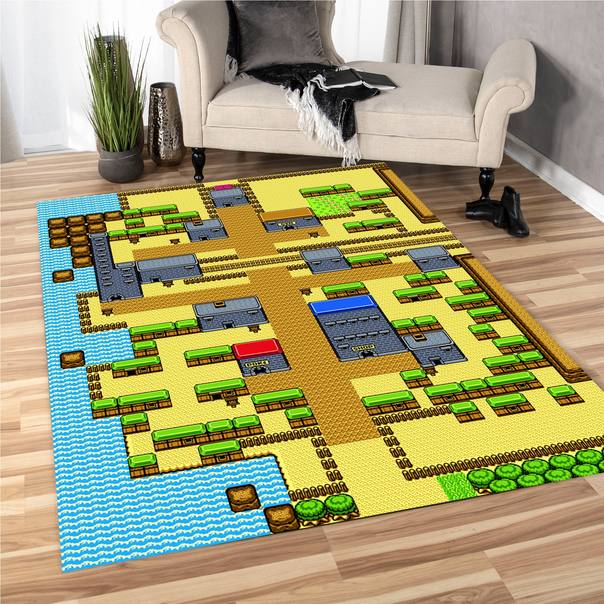 Map Pokemon Area Rug Pokemon Map Video Game Carpet Video Etsy