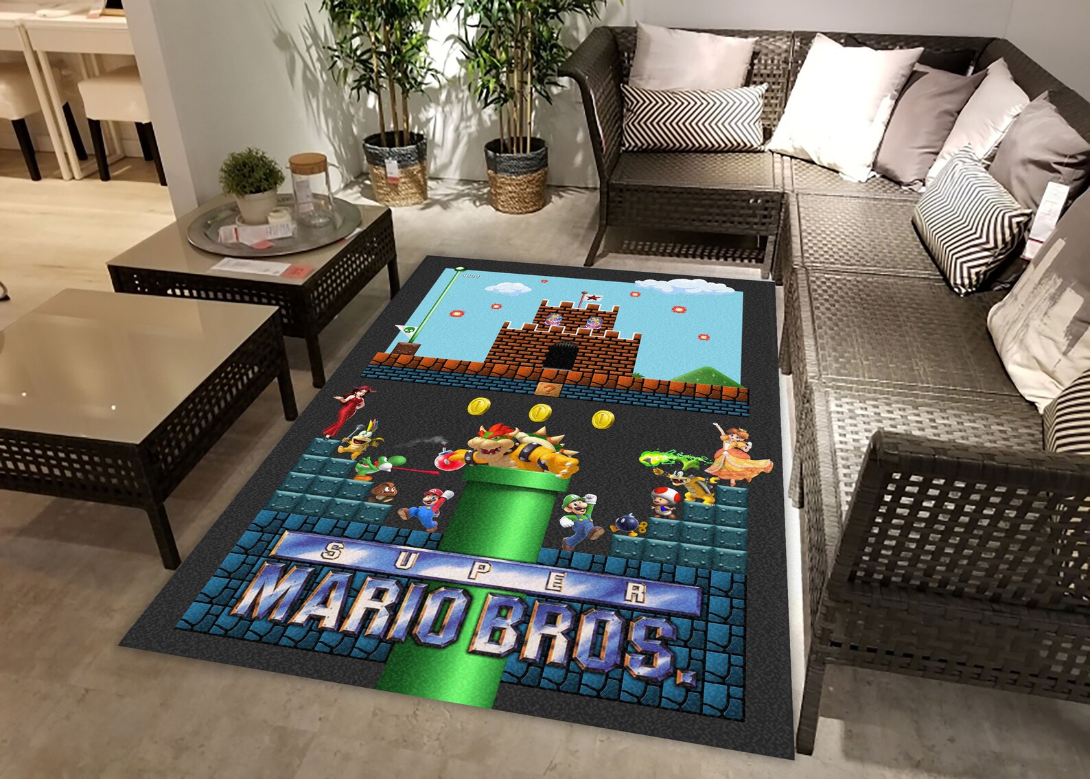 Super Mario Bros Gaming Rug Nintendo Gaming Gaming Carpet Etsy