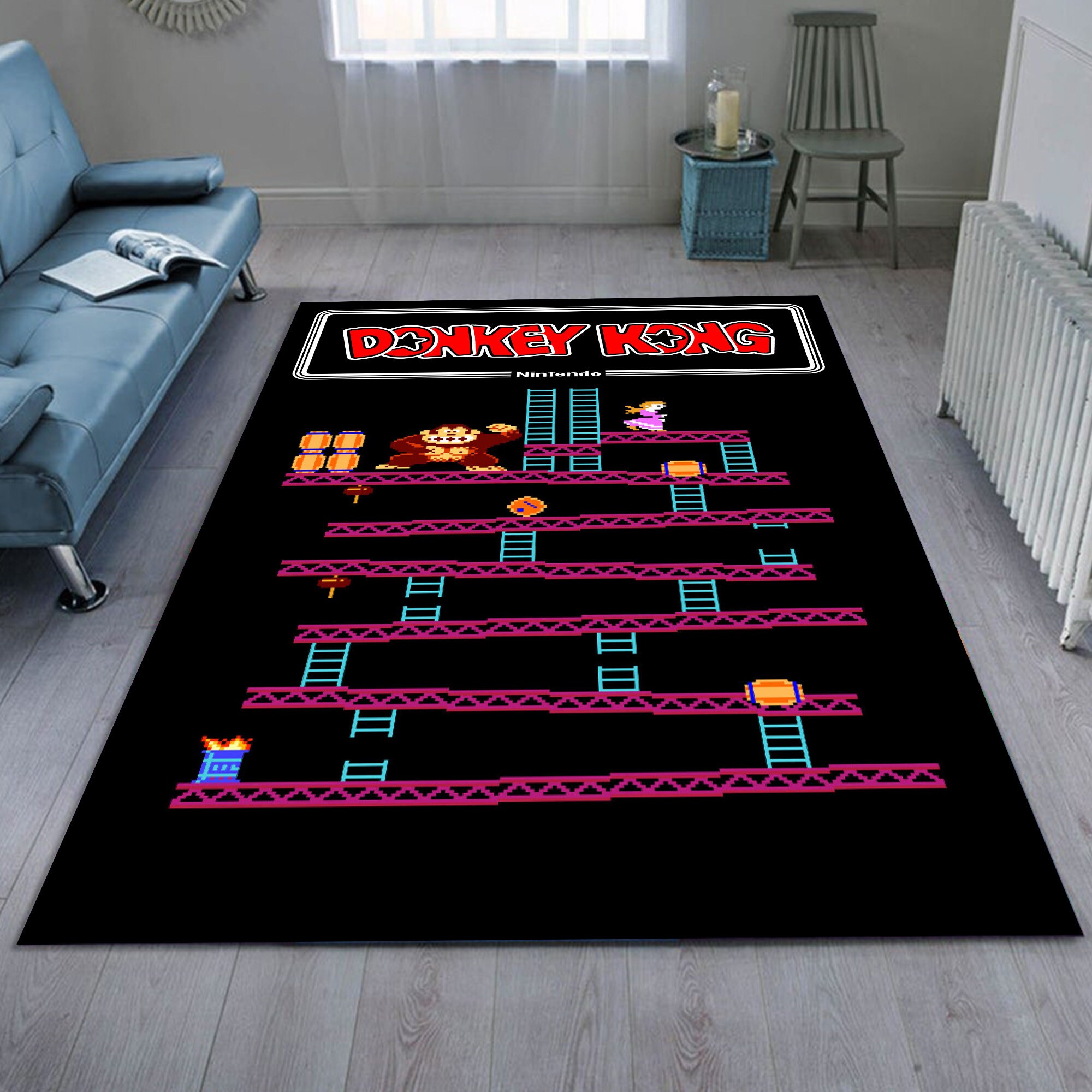 Arcade Donkey Kong Gaming Rug Inspired Game Decor Home Retro Etsy