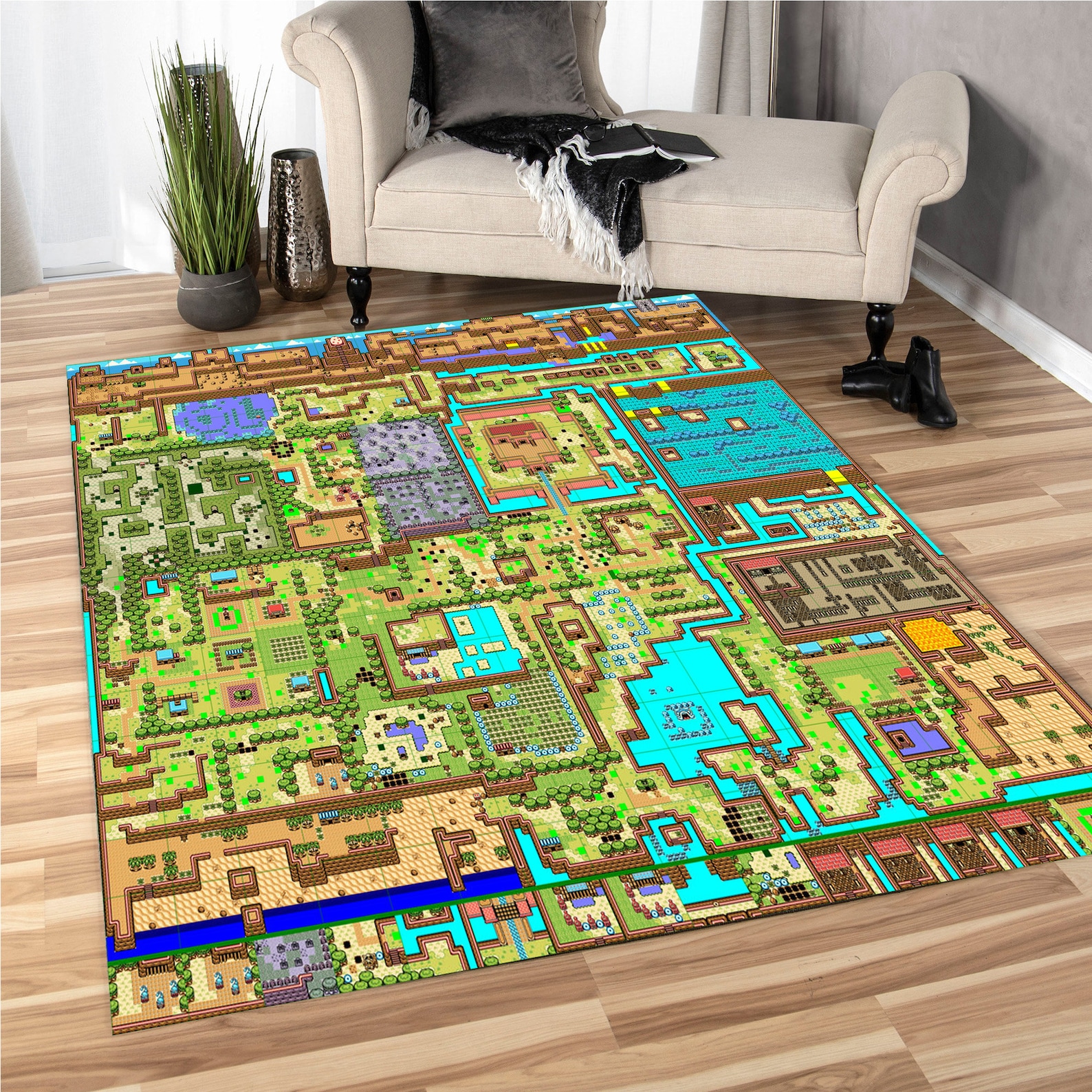 Map Of The Legend Of Zelda Area Rug Zelda Map Video Game Etsy