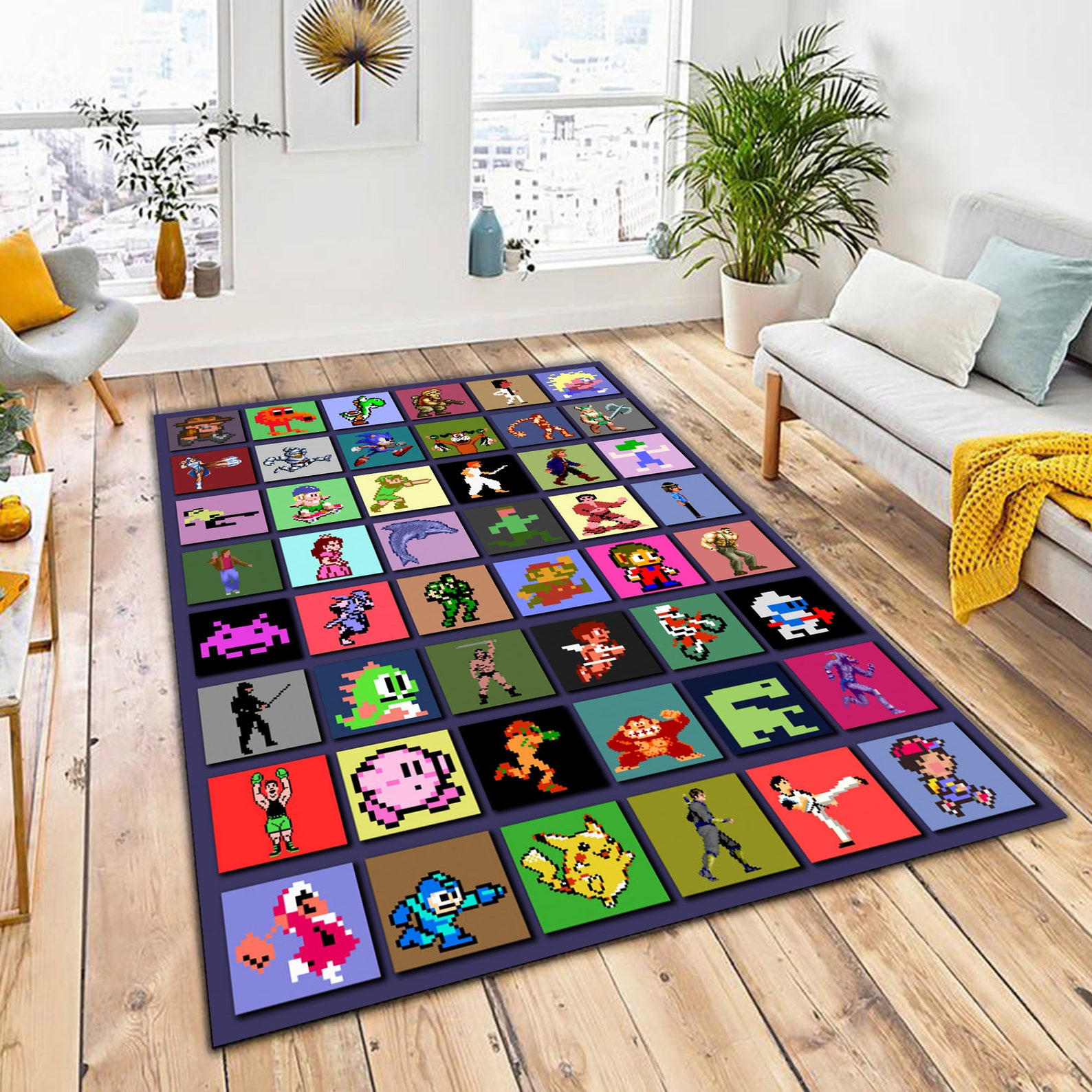 Retro Arcade Marquee Gaming Area Rug Game Collection Video Etsy