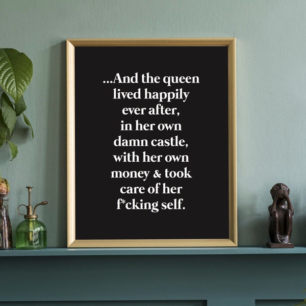 Queen print poster wall art | Divorce gift present | Funny print poster wall art | Black print poster wall art | Gallery wall | Independent