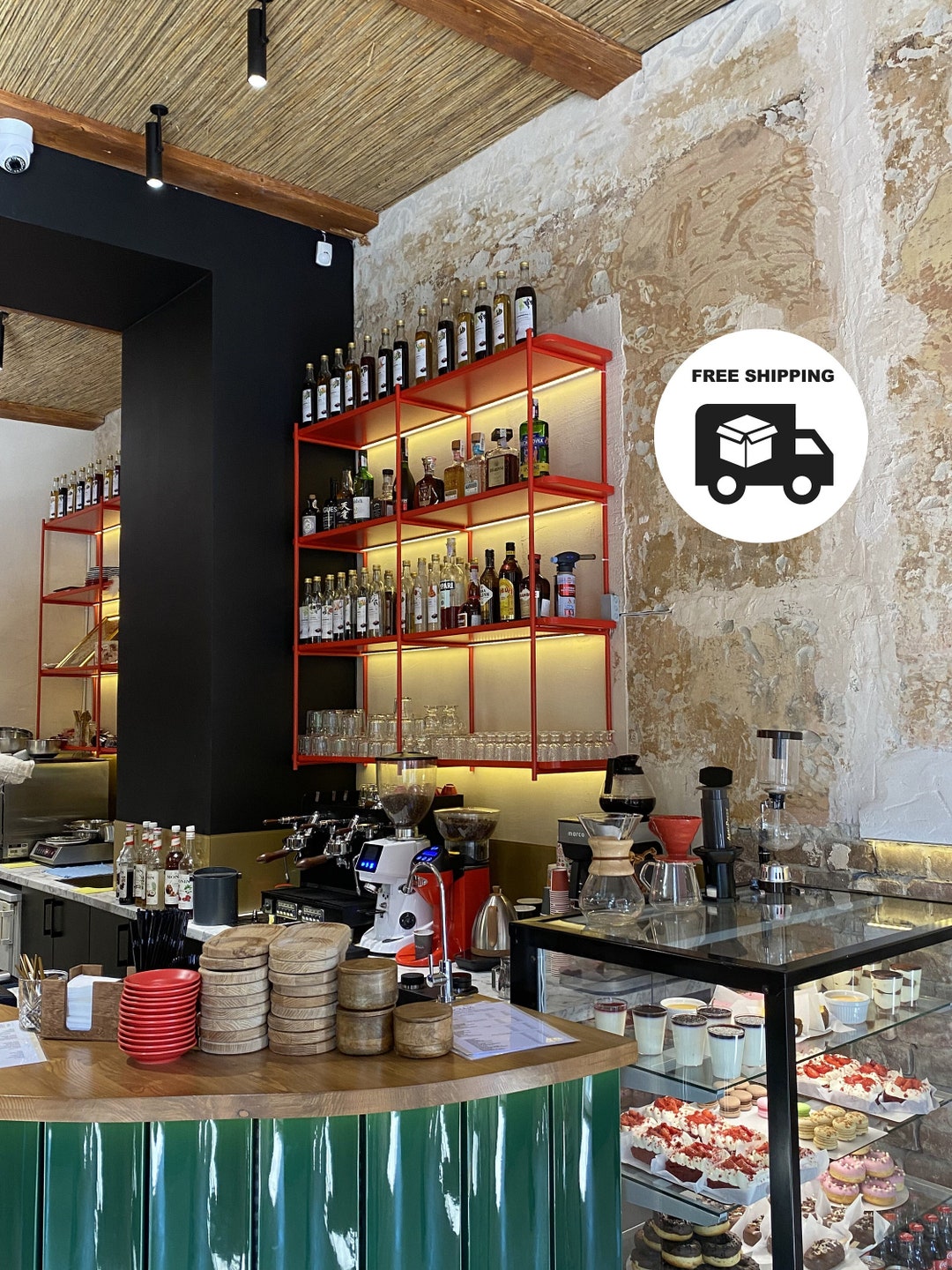 Steel Hanging Bar Rack, Sleek Metal Wall Shelf, Modular Regal, Strong ...