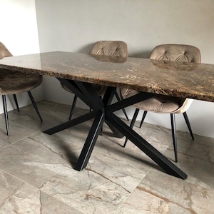 Steel Table Base &quot;Stella&quot;, Heavy-Duty Metal Legs, Industrial Dining Table Frame, Modern Loft Furniture, Customizable Size & Color Options