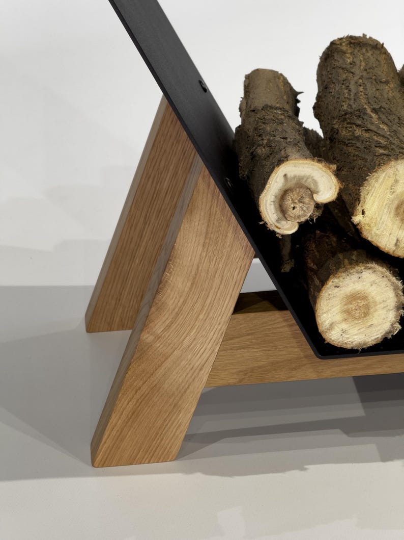 Modern Log Rack Modern Steel & Wood Firewood Rack – Indoor Outdoor Log Holder - Etsy