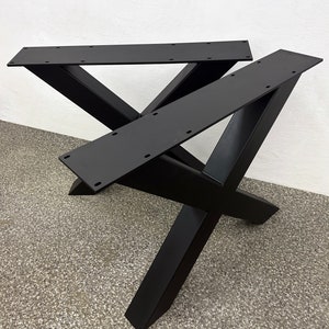 Industrial X Metal Table Legs: Sturdy Steel Dining Table Bases (Set of 2)