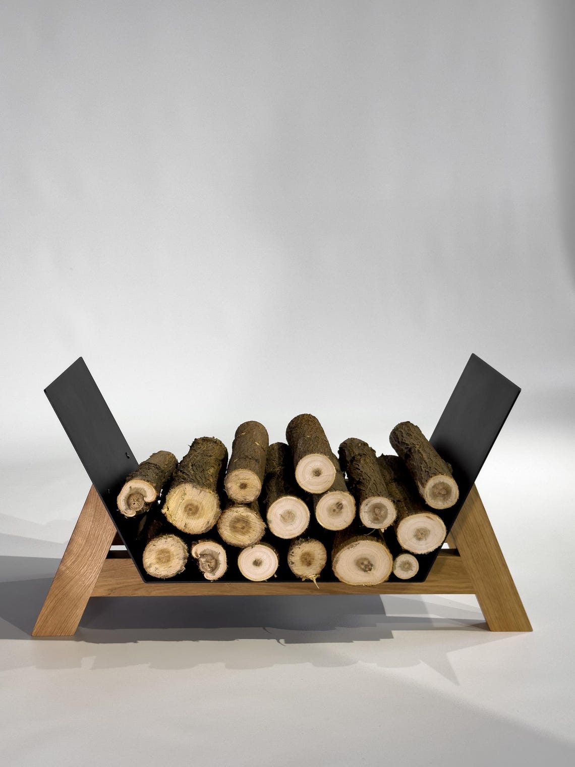 Modern Log Rack Modern Steel & Wood Firewood Rack – Indoor Outdoor Log Holder - Etsy